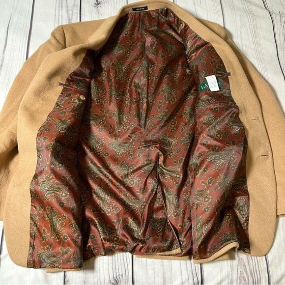 Lauren Ralph Lauren Blazer Men’s Size 42-R Beige 100% Camel Formal Wedding Work - Picture 8 of 11